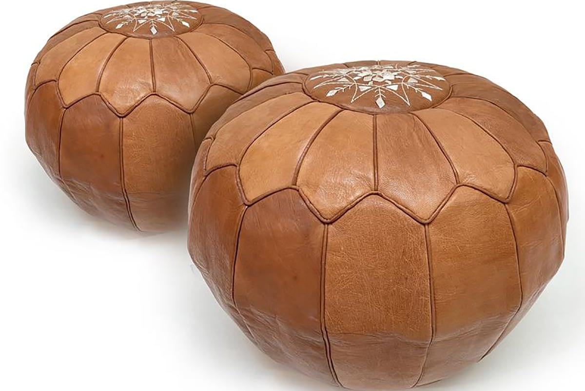 Handgefertigter Leder Pouf von Etsy